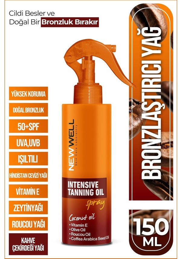 New Well Kahve Çekirdeği Yağlı Yoğun Bronzlaştırma Spreyi SPF50+ 150 ML