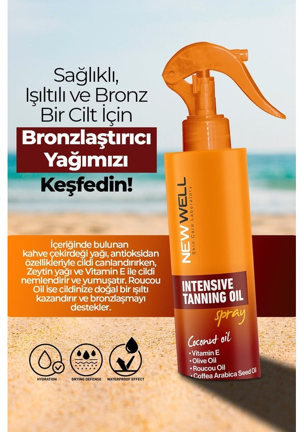 New Well Kahve Çekirdeği Yağlı Yoğun Bronzlaştırma Spreyi SPF50+ 150 ML